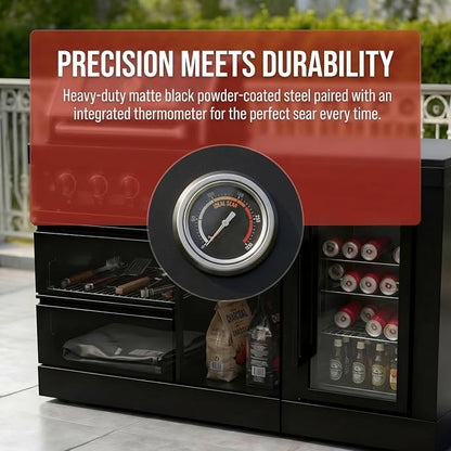 65-Inch 4-Burner 72,000 BTU Deluxe Stainless Steel Propane Gas Outdoor Kitchen Barbecue Island Grill, Wine Cooler, Compact Refrigerator, Marble Countertops