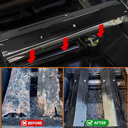 Universal Adjustable Heat Plates/ Heat Tents/ Buner Covers/ Heat Shields for 3 Burner Grills from Brinkmann, BHG, Dyna Glo, Backyard Grill (3-Pack Adjustable Heat Plates (Porcelain Steel))