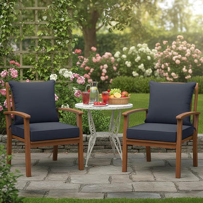 Summsun Patio Chair Cushions Set of 2, 24 x 24 Inch, Dark Grey | Backrest & Deep Seat Cushion, Water Resistant, Removable Cover, Replacement Cushions Pad for Patio Furniture, Garden
