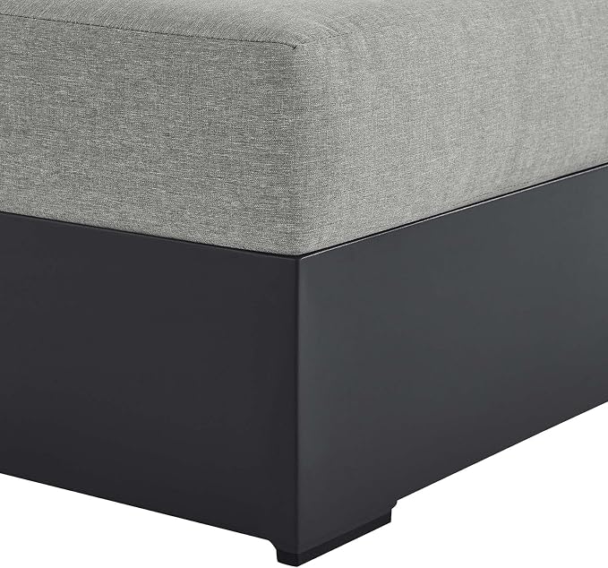 Modway Tahoe Powder-Coated Aluminum Outdoor Chaise Lounge Gray with Weather-Resistant Cushions, Modular Right-Facing Patio Lounger for Pool Furniture or Sectional Sofa Set