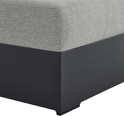 Modway Tahoe Powder-Coated Aluminum Outdoor Chaise Lounge Gray with Weather-Resistant Cushions, Modular Right-Facing Patio Lounger for Pool Furniture or Sectional Sofa Set