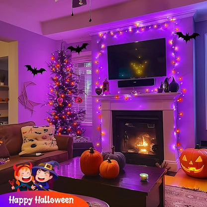 JMEXSUSS 400 LED Orange and Purple Halloween Lights Outdoor Indoor | 132ft Halloween String Lights Plug in, Remote Control Halloween Tree Lights for Yard Tree Porch House Halloween Decorations