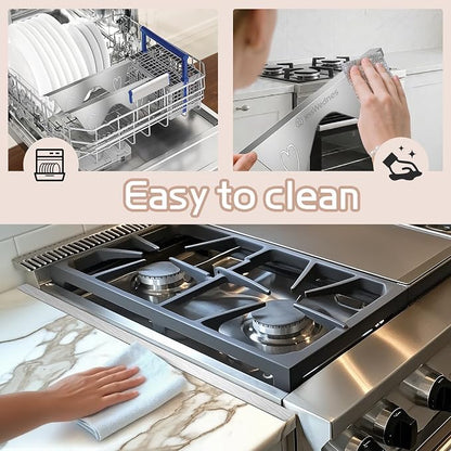 Stainless Steel Stove Gap Filler, 2 Pack Adjustable Covers for Counter, 13.8"-27.5", 0.79" Wide Heat Resistant Oven Guard Range Trim Kit, Silver