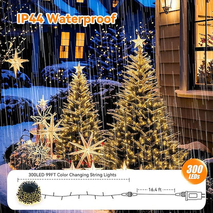 LitHome 300LED Color Changing Christmas String Lights Outdoor, 35 Colors 9 Modes Red White Blue String Lights with Remote, Connectable 4th of July Light plug in for Independence Day Indoor Party Decor