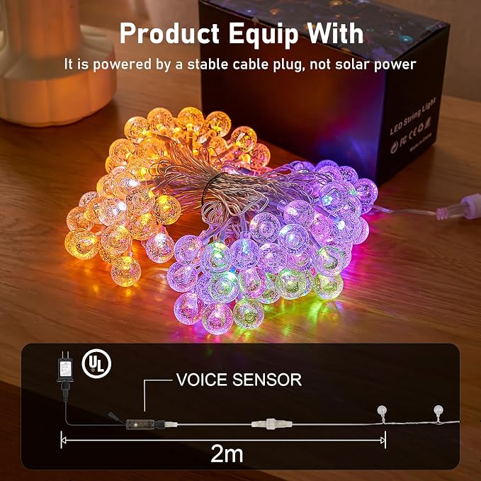 YCoisini 66FT Outdoor String Lights, 100 LED Patio Lights with Remote Control, Voice-Activated & Music Sync Mode, 16 Color-Changing Modes, Waterproof for Patio Garden Party Decor