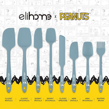 Elihome × Peanuts Silicone Basting Brush (8.75”) – Heat Resistant to 600°F, Food-Grade Platinum Silicone, Seamless 1-Piece Design, Non-Stick Safe, Dishwasher Safe,Teal Grey