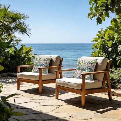LVTXIII Outdoor Throw Pillow Covers Pack of 2 Patio Waterproof Pillow Cases Fade Resistant Accent Pillow Covers for Home and Garden Furniture Decoration, 18"x18", Paradise Paisley