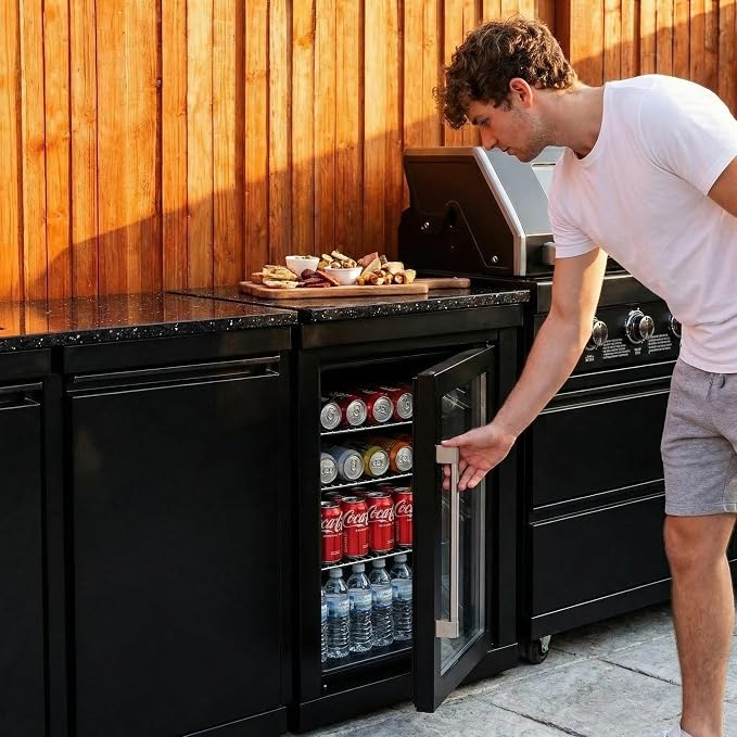 104 Inch Island Gas Grill,4-Burner Stainless Steel Gas Outdoor Kitchen Bar Barbecue Island Grill,Wine Cooler Compact Refrigerator,Marble Countertops,Stainless steel Sink