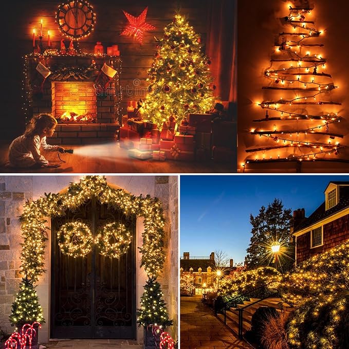BrizLabs Clear Christmas Lights Outdoor 300 Count Incandescent Light String | Warm White; Connectable; 69.6ft Green Wire; UL Certified; Mini Xmas Tree Light Indoor Outside Christmas Holiday Party Decor