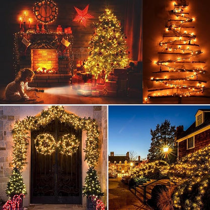 BrizLabs Clear Christmas Lights Outdoor 300 Count Incandescent Light String | Warm White; Connectable; 69.6ft Green Wire; UL Certified; Mini Xmas Tree Light Indoor Outside Christmas Holiday Party Decor