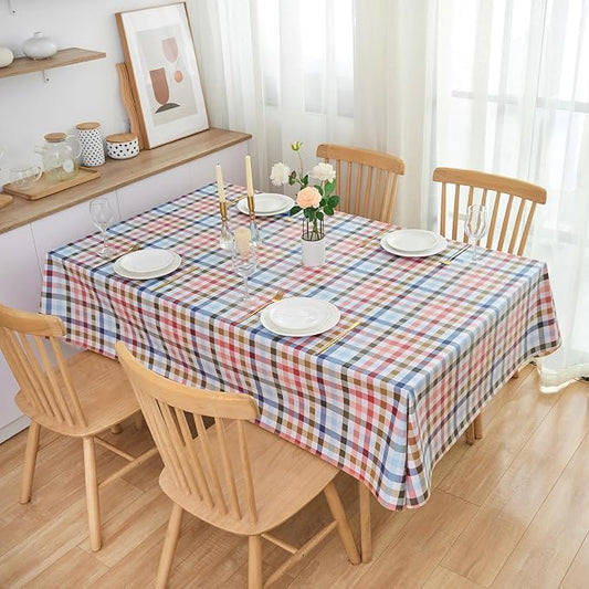 LIBERECOO Heavy Duty Vinyl Tablecloth with Flannel Backing Waterproof Oil-Proof Plastic Table Cloth Stain-Resistant Wipeable Rectangle or Square Table Cover for Indoor and Outdoor 60 x 102 Inch