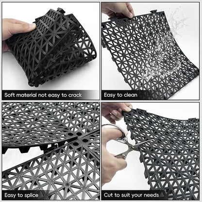 RITOLLO Modular Interlocking Cushion Drainage Floor Tiles, 9-Pack 11.8"x11.8" PVC Raised Non-Slip Interlocking Mats with Drain Holes for Deck, Pool, Garage, Shower, Patio, Bathroom, Sauna, Yard