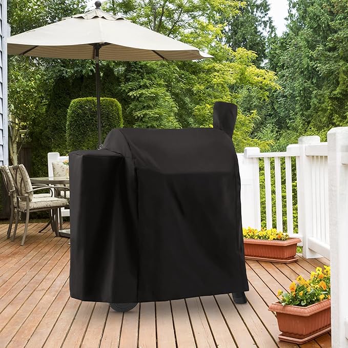 Arcedo Heavy Duty Waterproof Grill Cover Compatible with Traeger Pro 22 Series – Full-Length Outdoor Wood Pellet Smoker Cover for Century 22, Eastwood 22, Pro 575, Lil' Tex Elite 22 BBQ Grills, Black