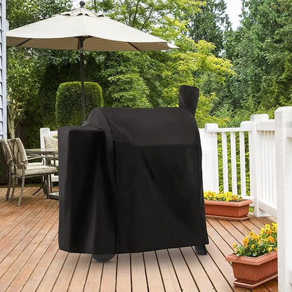 Arcedo Heavy Duty Waterproof Grill Cover Compatible with Traeger Pro 22 Series – Full-Length Outdoor Wood Pellet Smoker Cover for Century 22, Eastwood 22, Pro 575, Lil' Tex Elite 22 BBQ Grills, Black