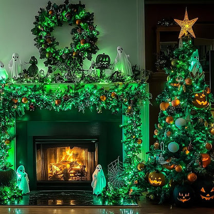 JMEXSUSS 200 LED Green Christmas String Lights Indoor Outdoor Clear Wire | Connectable, Plug in, for Halloween Christmas St Patricks Day Spring Tree Garden Decor