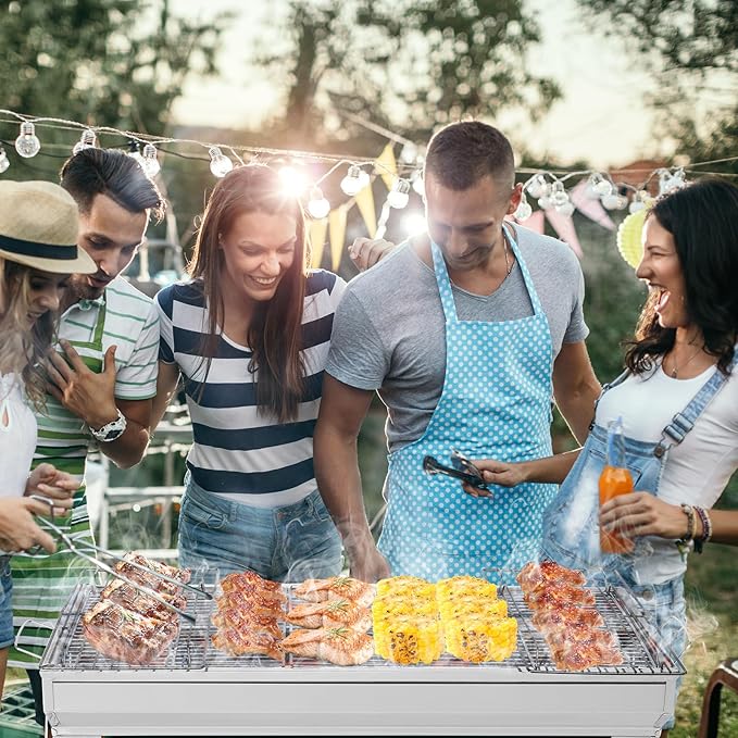 Stainless Steel BBQ Charcoal Grill, 28x 13 x 27" Portable & lFoldable Barbecue Grill, Outdoor Patio Garden Heating Smoker for Cooking Camping Hiking Picnic Garden Beach Party