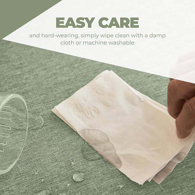 Decorelia Faux Linen Rustic Round Tablecloth for Coffee Table, Decorative Waterproof Outdoor Anti-Scratch Table Cloth Cover for Party, Wedding, Picnics, Patio(Round, 70 Inch(4-6 Seats), Sage Green)