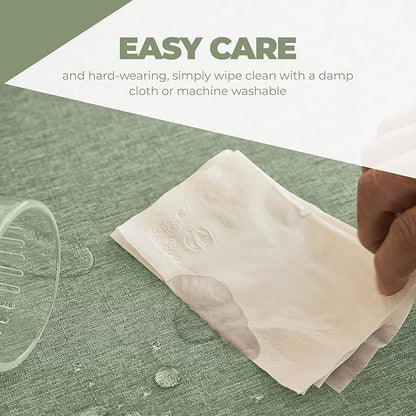 Decorelia Faux Linen Rustic Round Tablecloth for Coffee Table, Decorative Waterproof Outdoor Anti-Scratch Table Cloth Cover for Party, Wedding, Picnics, Patio(Round, 70 Inch(4-6 Seats), Sage Green)
