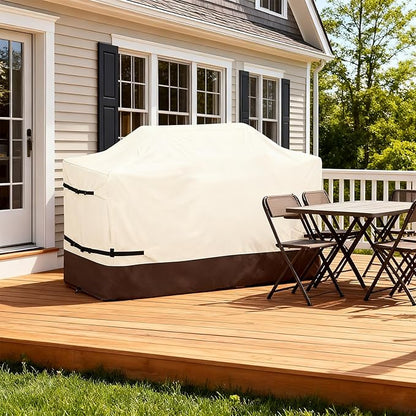 86 Inch Island Grill Cover - 600D Heavy Duty Waterproof All Weather Protection Outdoor Cover,Beige & Brown