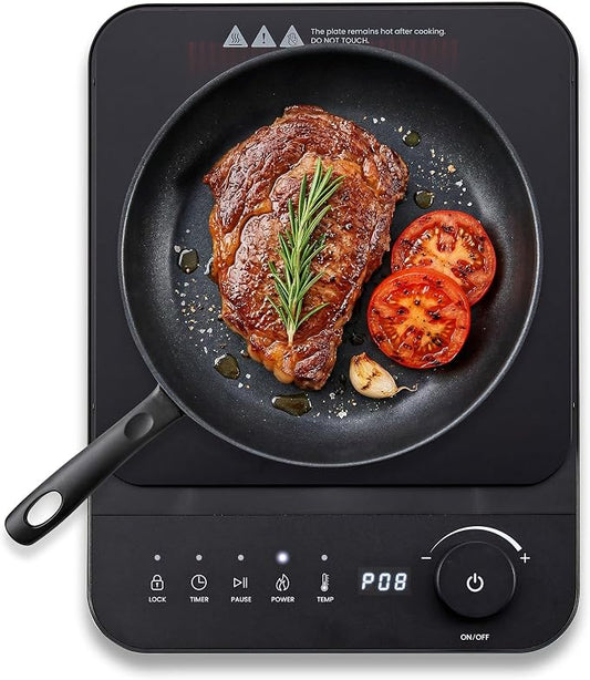 Elite Gourmet Slim Portable Induction Cooktop, 1500W, 10 Power Levels | Digital touch controls, precise 140°F-465°F range, built-in timer & child lock, 2in countertop design