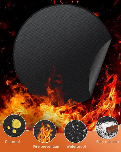 60" Round Fireproof Grill Mat for Deck & Patio, Double-Sided Silicone Coated Fiberglass, Heat Resistant Up to 2000°F, Reusable Under Grill Deck Protector for Fire Pit, Smokeless Stove, Outdoor BBQ