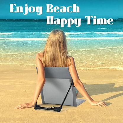 Karenhi 4 Pcs Foldable Poolside Beach Chairs for Edge of Pool Portable Beach Chairs Folding Pool Seats with Back Support Carry Bag for Adults Traveling Camping Picnic Lawn (Light Gray)
