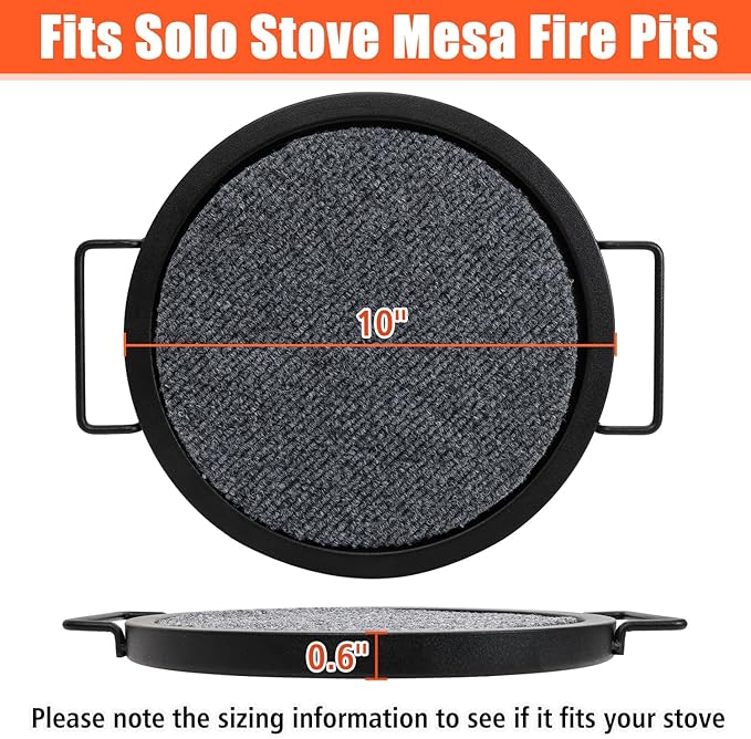 KEESHA Tabletop Fire Pit Mat for Solo Stove Mesa XL, Baked Enamel Heat Resistant Tray for Solo Stove, Diameter 10'', Thickness 0.6'' (Mat Not Included)