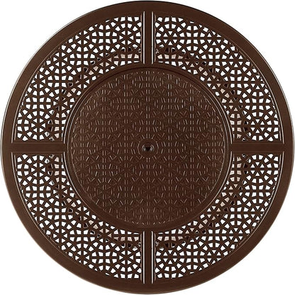 Oakland Living 44 in. x 44 in. Aluminum Propane Fire Pit Table with Glass Beads, Two Covers, Lid, 57,000 BTUs in Brown Finish