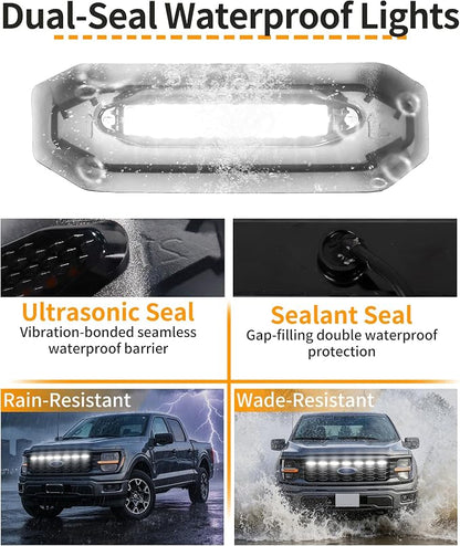 LED Grill Lights for Ford F150 2024-2026 Accessories STX Only, White | Direct-Snap F150 Front Grille Marker Lights, OEM-Style Fit, IP68 Waterproof, Raptor-Style Front-End Upgrade, Off-Road Ready