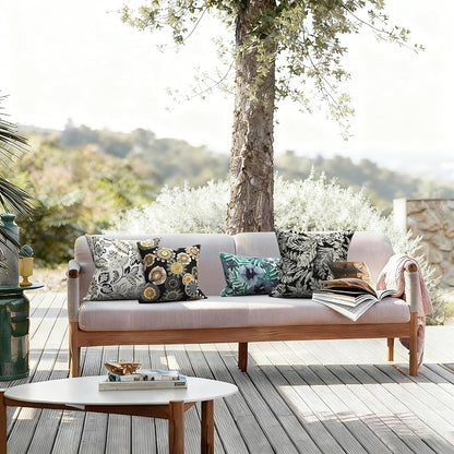 LVTXIII Outdoor Pillow Covers 20x20 Inch, 2 Pack Large Square Throw Pillow Cases, Fade-Resistant Cushion Covers for Patio Furniture Sofa, Garden Porch, Tropical Leaf Black