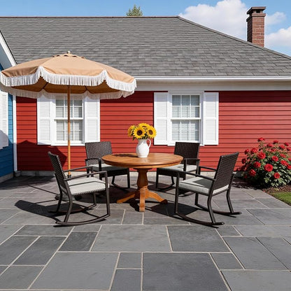 Goodgoods 18.5 x 18.5 Outdoor Chair Cushions Set of 4, Fade-Resistant & Water-Resistant Patio Seat Cushion Pads with Ties, 30D High-Resilience Foam for Dining Room Kitchen Chairs, Almond