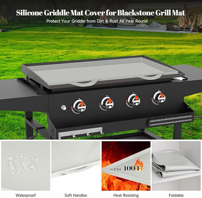 36 Inch Heavy Duty Food Grade Silicone Grill Mat for Blackstone Griddle | Gray Blackstone Griddle Cover | Durable, Non-Stick, Heat-Resistant Silicone Mat for Grilling & Protection