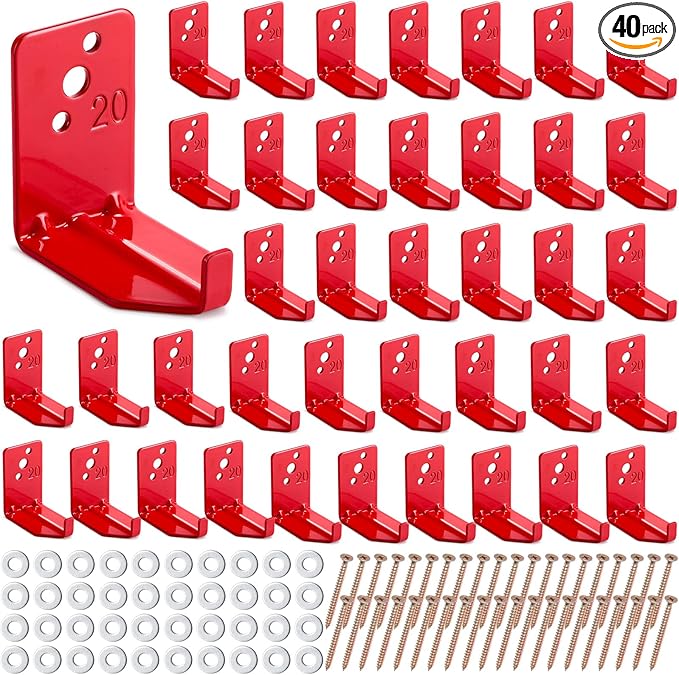 Queekay 40 Pack Fire Extinguisher Mount Universal Bracket 5 to 40 lb Fire Extinguisher Holder Wall Hook Hanger (Novelty Style)