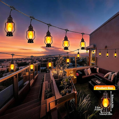 Solar Flame String Lights Outdoor, 21FT Solar Halloween Light with 10 Bulbs | Flickering Flame, Waterproof Solar Powered Outdoor Lights for Yard Patio Bistro Porch Garden Home Halloween Decorations