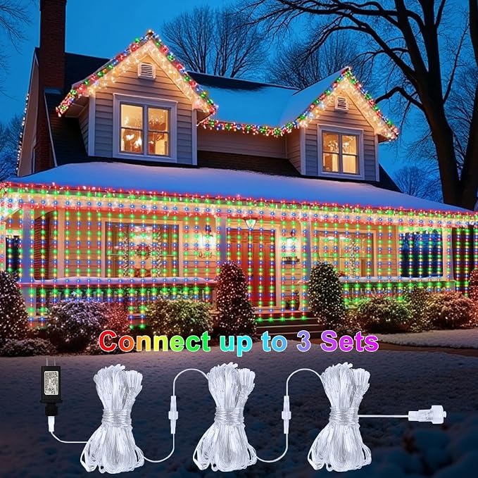 600 LED Curtain Lights 20Ftx10Ft Dual Color Changing Lights with Remote | Timer Curtain Lights Connectable Plug in Outdoor Waterproof for Bedroom Backdrop Wedding Party Decor, Warm White & Multicolor