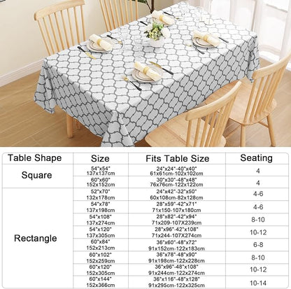 Smiry Square Tablecloth, Waterproof Vinyl Tablecloths with Flannel Backing for Square Tables, Wipeable Spillproof Plastic Tablecloth for Dining, Camping, Indoor and Outdoor (60"x60", White)