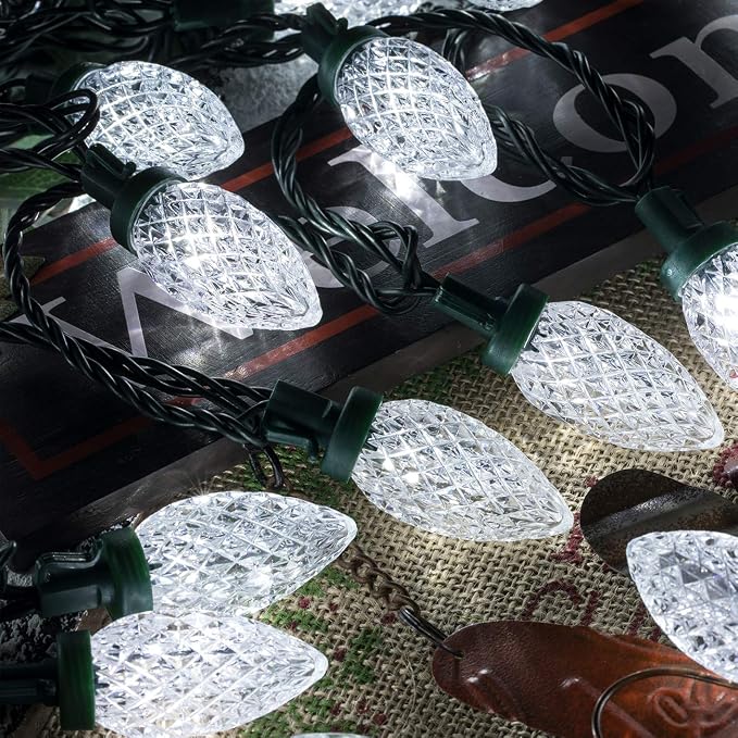 AWQ 100LED 81FT C9 Christmas String Lights Plug in Fairy Twinkle White | Christmas Lights Outdoor 8 Modes Timer Function Waterproof Extendable for Indoor Outdoor Wedding Party Christmas Decoration