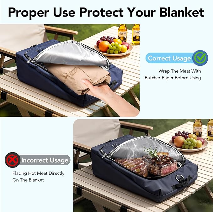 BBQ Meat Resting Blanket Bag - Insulated Leak-Proof Brisket Resting Bag with Wide Opening, Oxford Cloth Waterproof Smoker Accessories for Grilling Barbecue, Gifts for Men Dad Fathers Husband