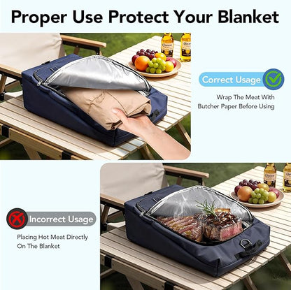 BBQ Meat Resting Blanket Bag - Insulated Leak-Proof Brisket Resting Bag with Wide Opening, Oxford Cloth Waterproof Smoker Accessories for Grilling Barbecue, Gifts for Men Dad Fathers Husband