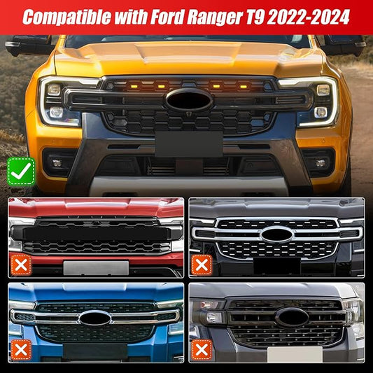 Front Grille Light Compatible with Ford Ranger Wildtrak 2022-2024 | Waterproof bright LED grille light with wiring harness, Flexible layout compatible with DIY all kinds of front grilles