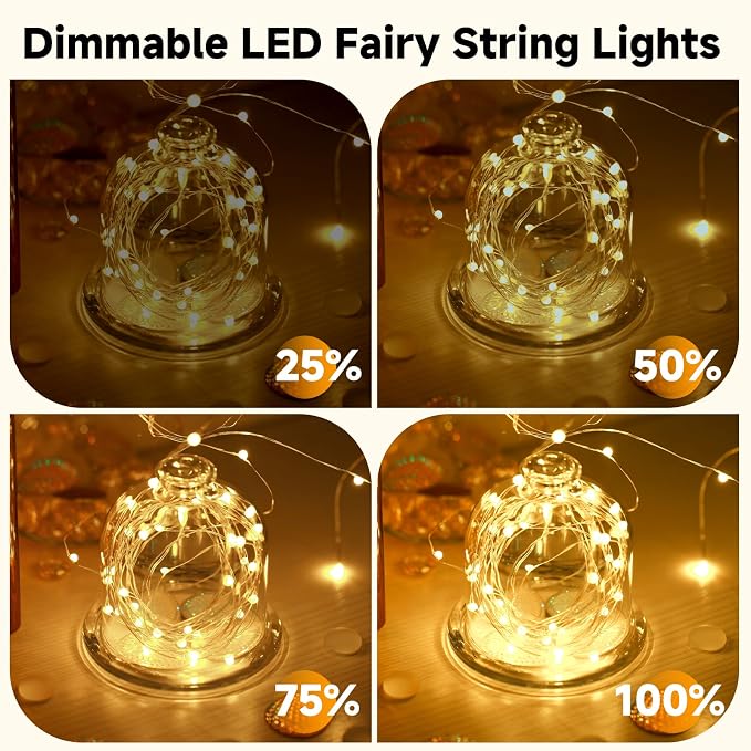 4 Pack Battery Fairy Lights with Remote, 160FT 480LED, Warm White | 8 Modes, Timer Function, Waterproof, Dimmable, Battery Operated Twinkle Light for Indoor Outdoor Xmas Party Holiday Decor
