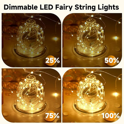 4 Pack Battery Fairy Lights with Remote, 160FT 480LED, Warm White | 8 Modes, Timer Function, Waterproof, Dimmable, Battery Operated Twinkle Light for Indoor Outdoor Xmas Party Holiday Decor