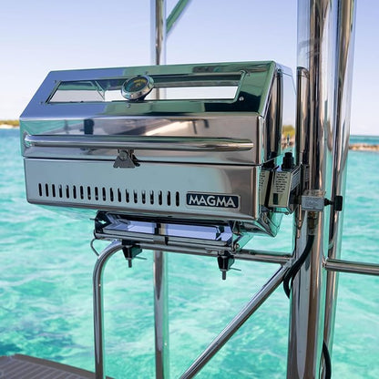 Magma Catalina 2 Infra Red Stainless Steel Portable Gas Grill A10-1218-2GS- 12,500 BTU Small Propane Grill for Outdoor, Camping, Marine Use - 12”x18” Grilling Surface with Lockable Lid & Thermometer