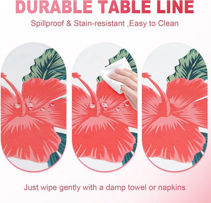 SquarePie Rectangle Outdoor Tablecloth with Umbrella Hole and Zipper 60x84 inch,Water Resistant SpillProof Patio Table Cloth for Spring Summer Camping Garden Poolside Picnic,Palm Leaf Red Flower