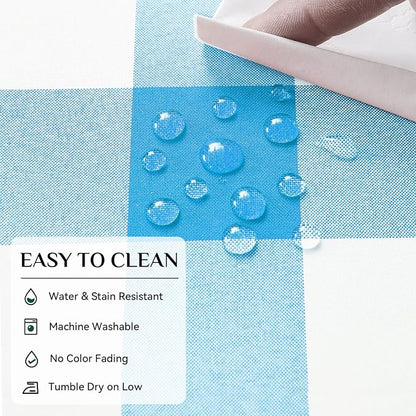 Softalker Gingham Checkered Tablecloth Rectangle - Outdoor Waterproof Buffalo Plaid Table Cloth, Stain Resistant Washable Table Cover for Picnic, Camping, Dining - Blue and White, 60 x 84 Inch