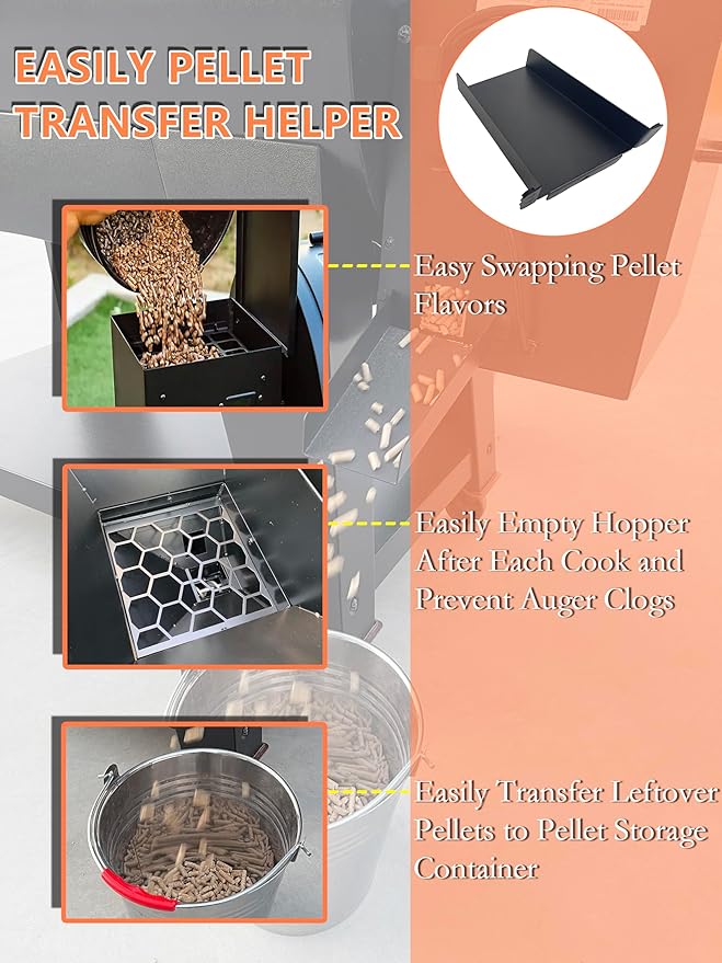 Magnetic Pellet Cleanout Chute for Smoker - Efficient Pellet Grill Helper Slide for Cleaner Smoker Hopper - Great Accessories for Traeger Pellets, Pit Boss Pellets Transfer to Storage Containers