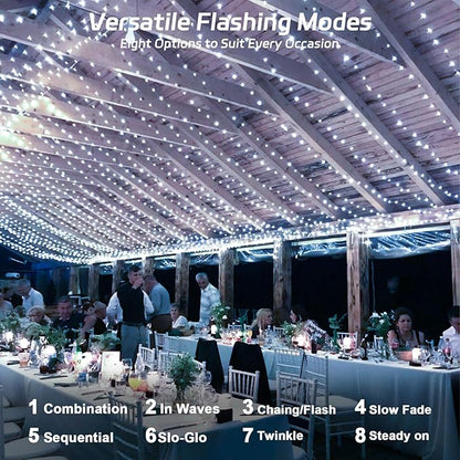 cshare Solar Fairy Lights Outdoor Waterproof,39.4ft 120LED Solar String Lights for Outside 8 Modes 2 Packs for Patio Backyard Garden Wedding Deorations Cool White