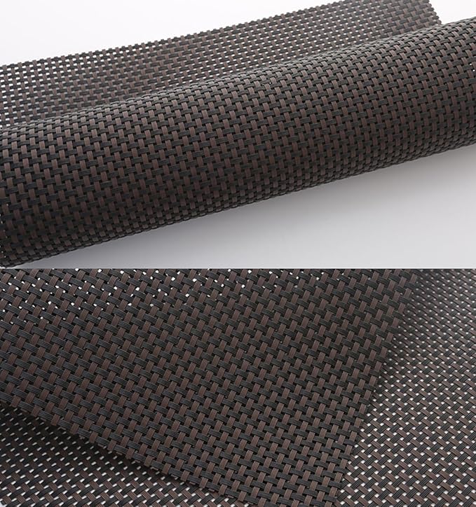 Zupro Placemats Set of 4 for Kitchen Dining Table Washable Braided Table Mats Heat-Resistant Placemats Non-Slip Woven PVC Vinyl Place Mats for Everyday use or Dinner BBQs 18"x12"(Black Coffee