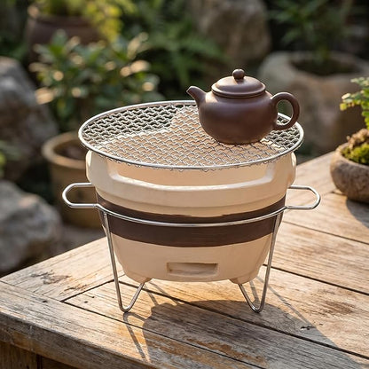 Portable Charcoal Grill For Camping & Backyard, Japanese Pottery Bbq Stove For Picnics, Outdoor Cooking, Compact Barbecue Grill