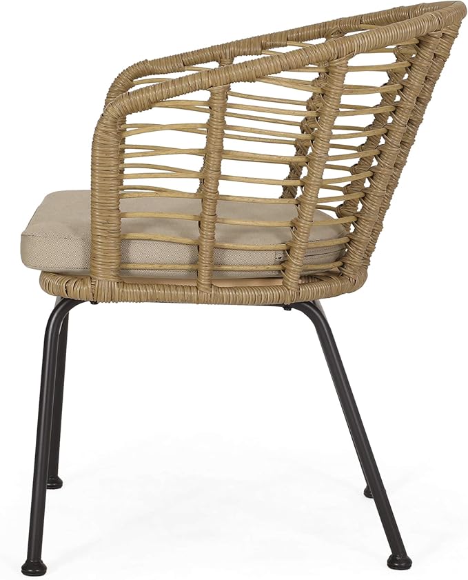 Christopher Knight Home Randy Outdoor Dining Chair Sets, Beige + Light Brown + Black